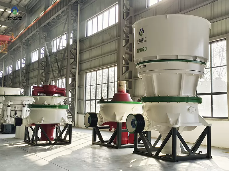 DP hydraulic cone crusher main frame assembly in heavy machinery factory workshop