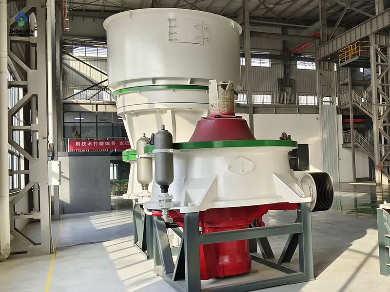 DP cone crusher manufacturing process in industrial workshop with quality inspection