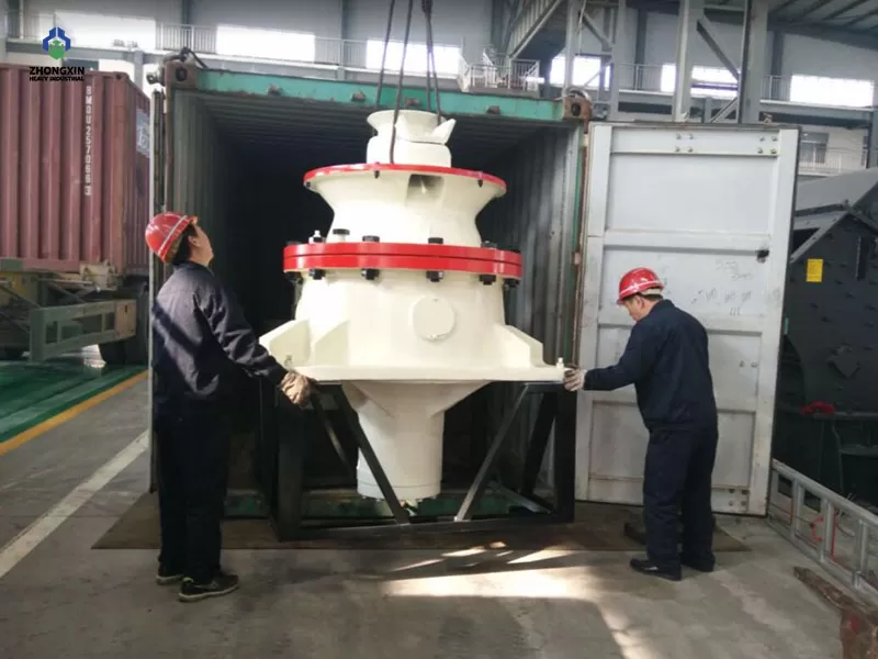 DP single-cylinder hydraulic cone crusher loading for shipment at factory yard