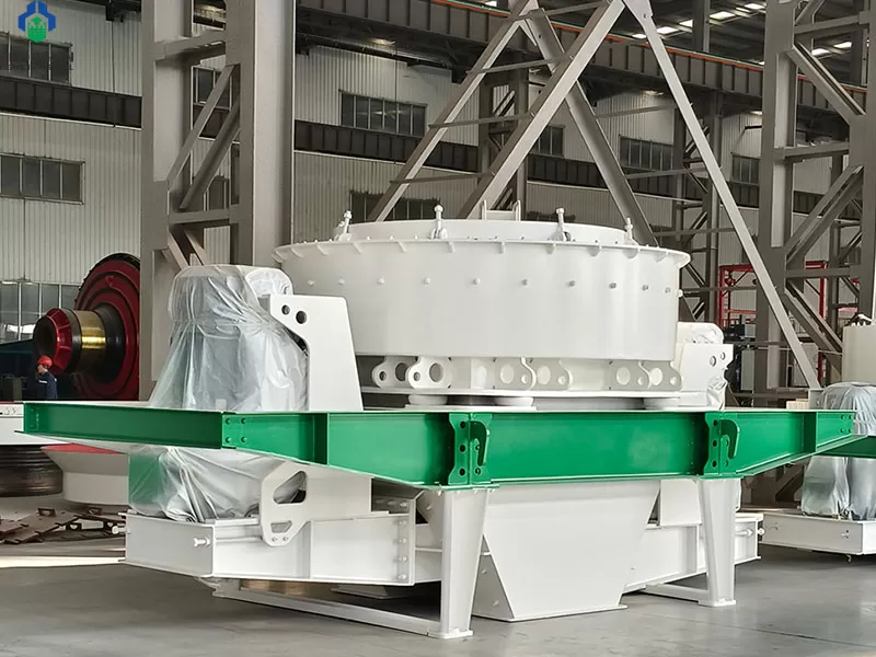 Sand making machine side view showing feed hopper and anvil ring