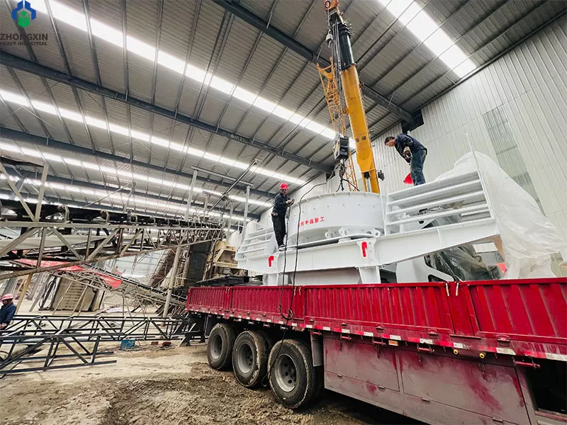 VSI crusher for sand making loaded on trailer for delivery to customer site