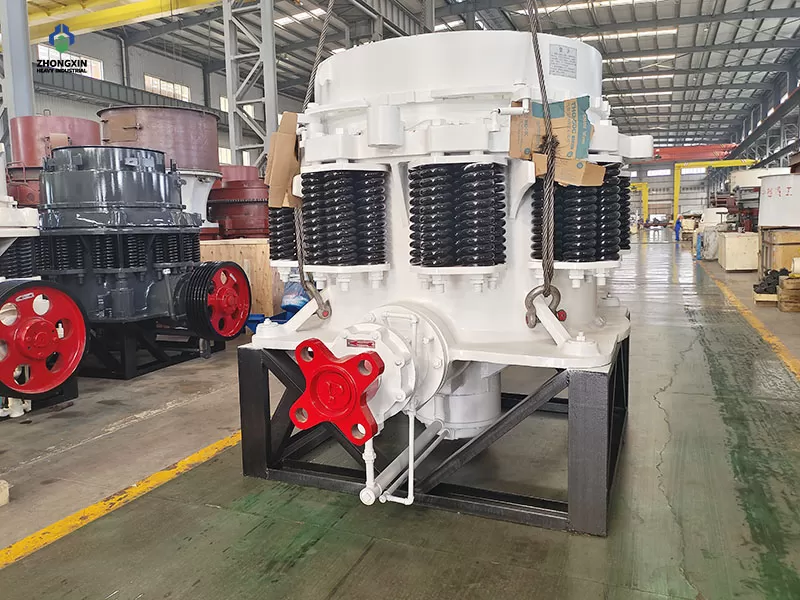 PY Series Spring Cone Crusher manufactured in modern mining equipment factory workshop