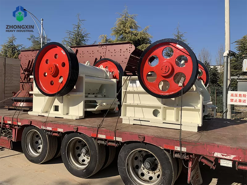 PE Series Jaw Crusher loaded on truck for site delivery to customer