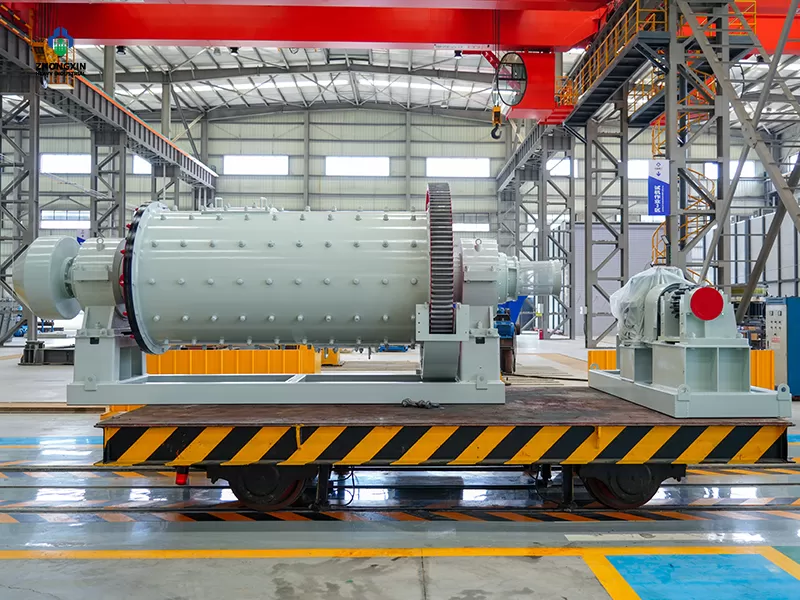 High-quality mining ball mill equipment display in standardized factory workshop