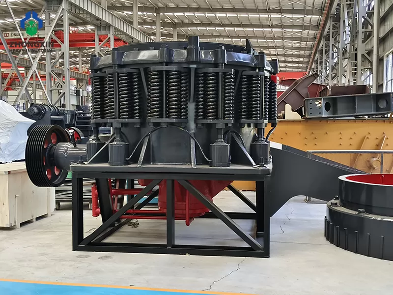 Stone cone crusher main shaft and socket liner installation detail