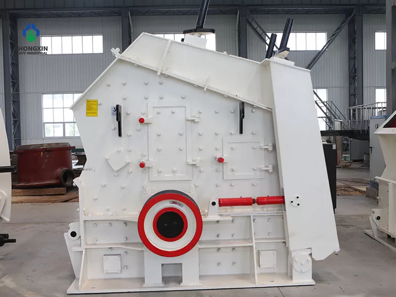 PF impact crusher bearing housing and drive motor assembly at workshop