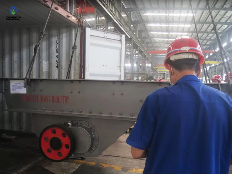 ZSW Vibrating Feeder securely packed for international shipment