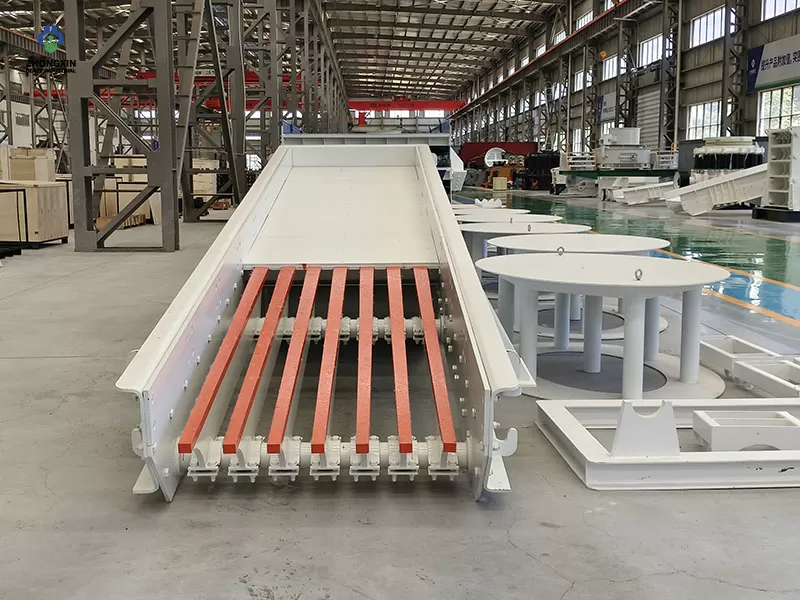 Heavy-duty ZSW Vibrating Feeder assembled in modern factory workshop