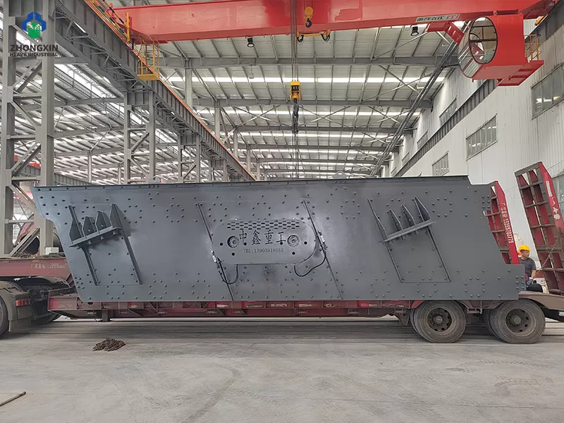 YA Series oil lubricated circular vibrating screen front view in factory workshop