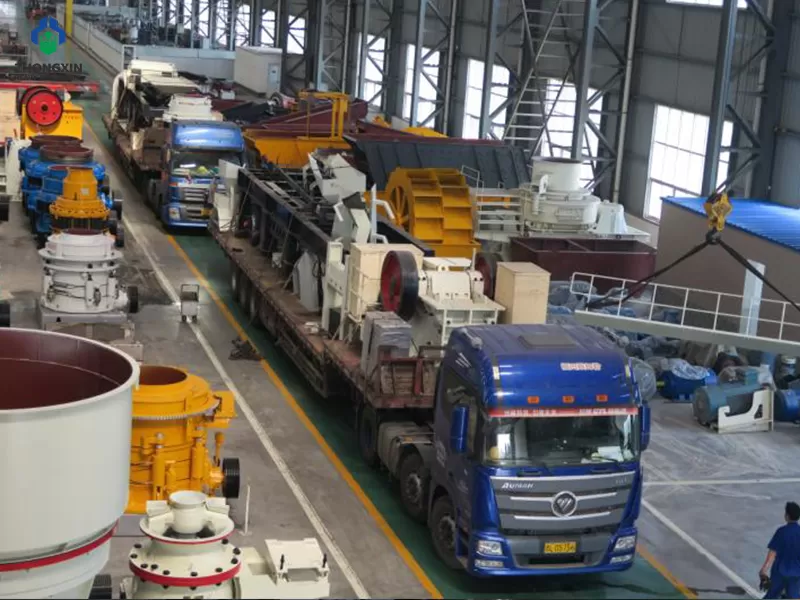 Mobile cone crusher plant loaded on trailer for delivery to customer site