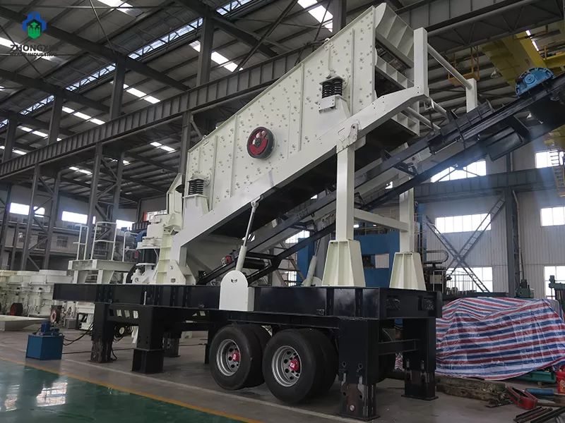 Portable cone crusher and screen complete unit with screening system