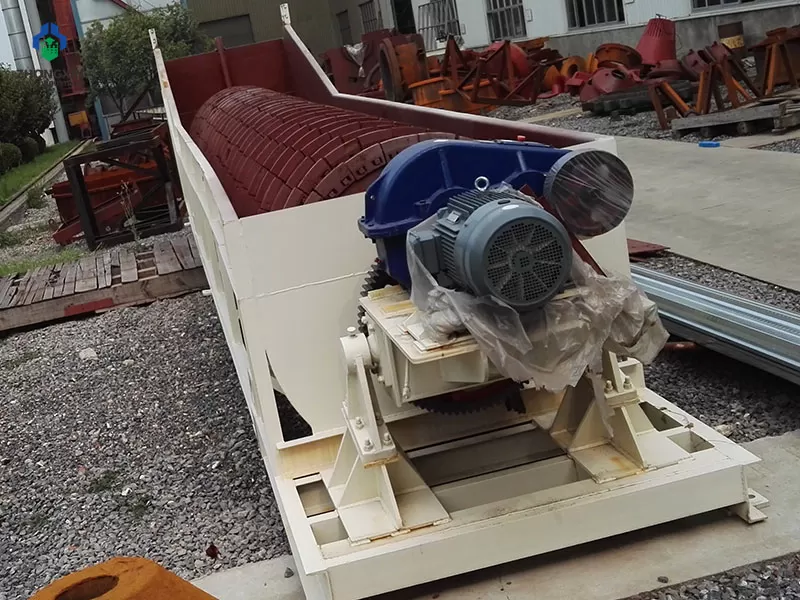 Industrial spiral washing equipment under fabrication in the heavy engineering production workshop.