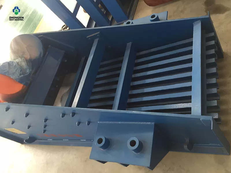 GZT Series Vibrating Feeder in factory workshop manufactured for quarry and mining crushing applications