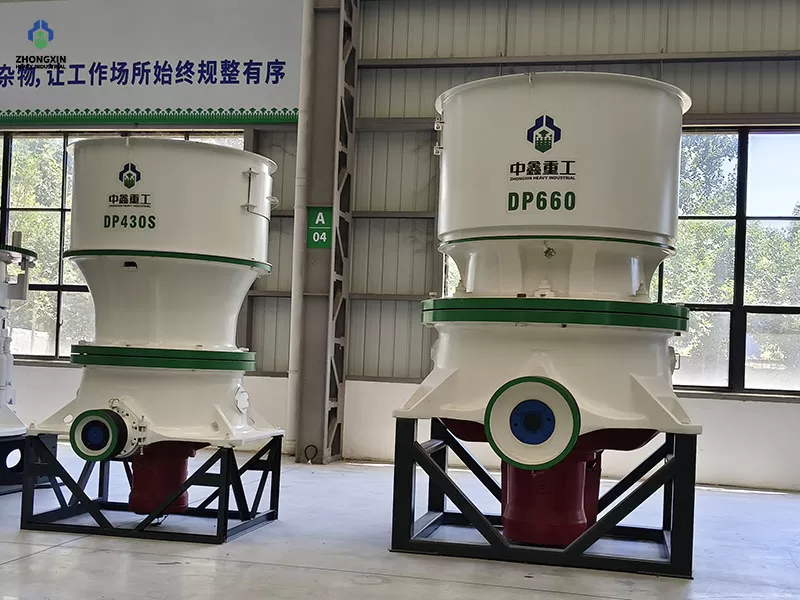 DP cone crusher workshop production line showing assembly of main crushing components
