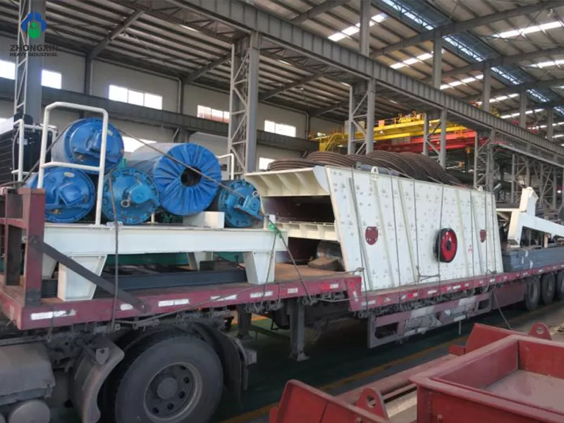 Mobile jaw crusher for sale loaded on trailer for delivery to customer site