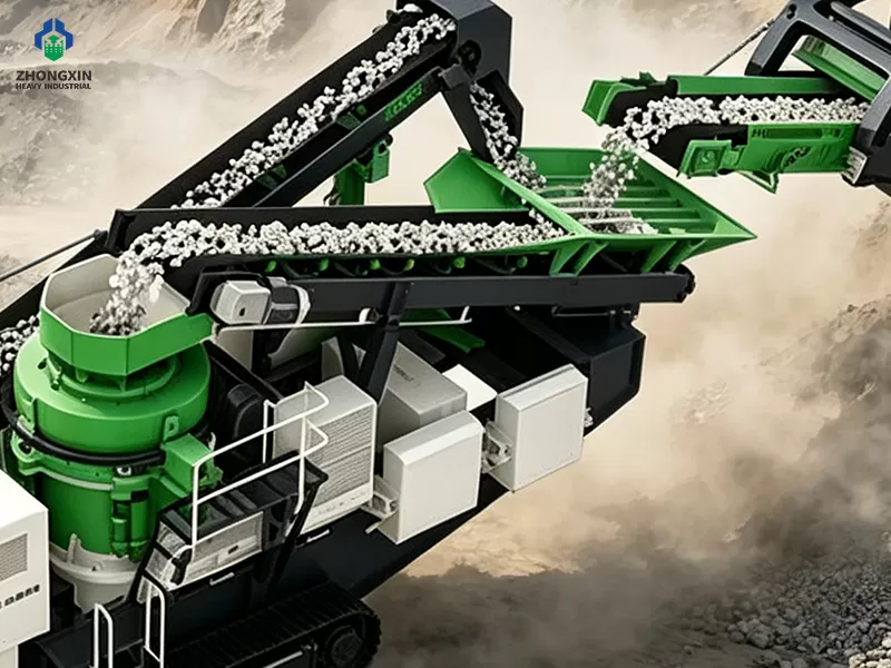 Mobile cone crushing plant used for mining, quarry and aggregate production