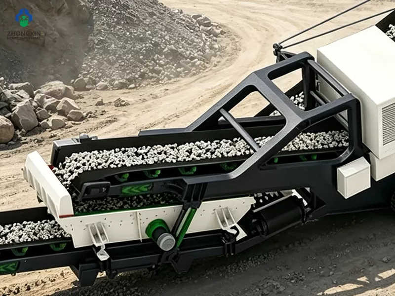 Crawler cone crusher equipment working with flexible mobility at construction site