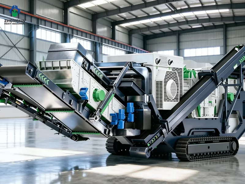Tracked impact crusher workshop quality inspection before delivery for construction waste recycling application