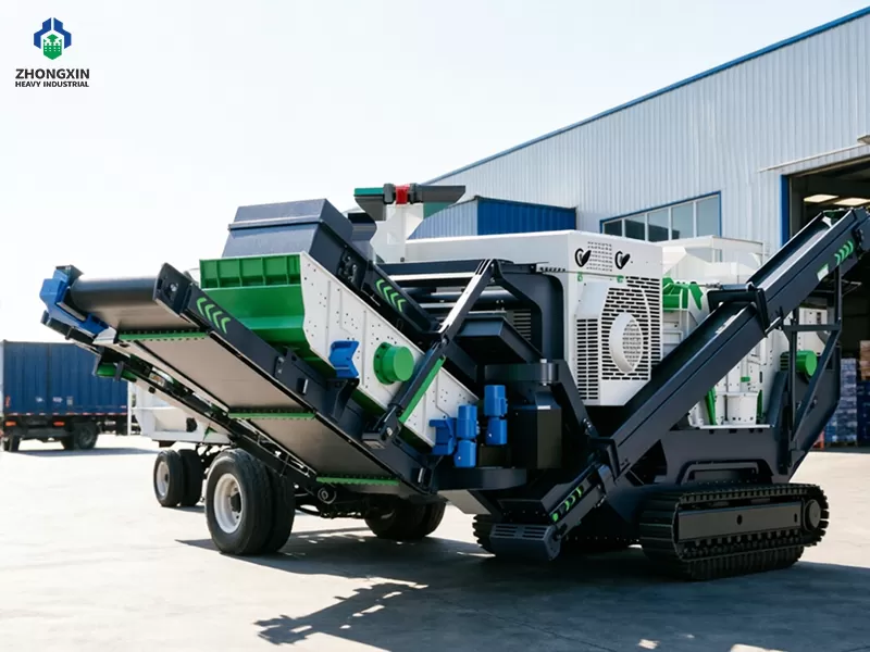 Mobile impact crushing plant being shipped from factory