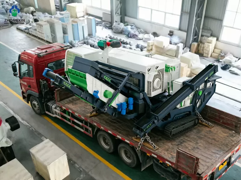 Tracked impact crusher ready for export shipping