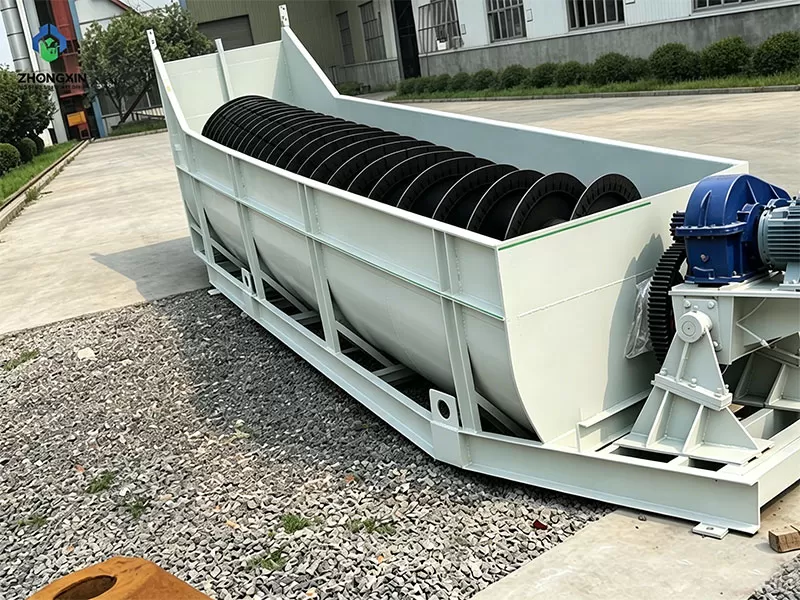 Heavy-duty wheel bucket sand washer in the manufacturing workshop ready for quality inspection