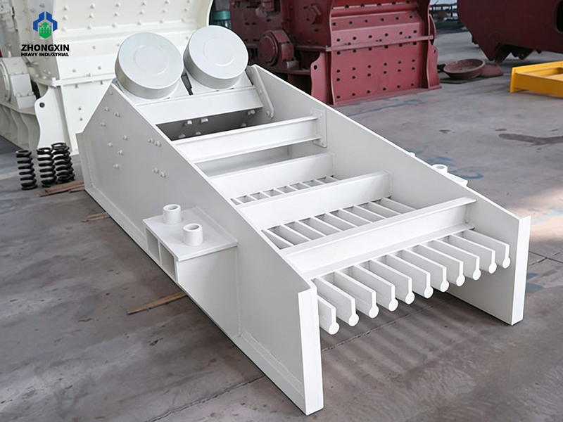 GZT Vibrating Feeder production workshop showing heavy-duty mining feeder manufacturing process