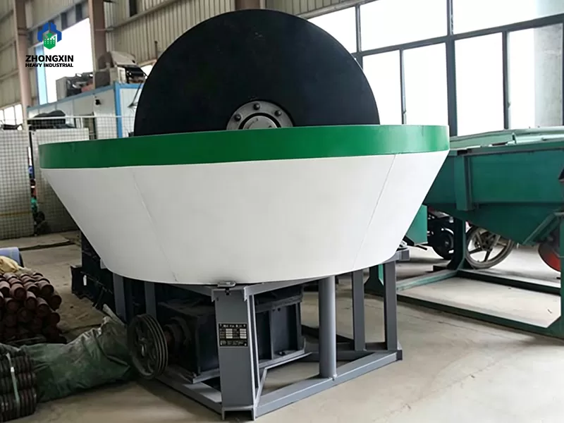 Wet Pan Mill manufacturing workshop with heavy-duty gold ore grinding equipment